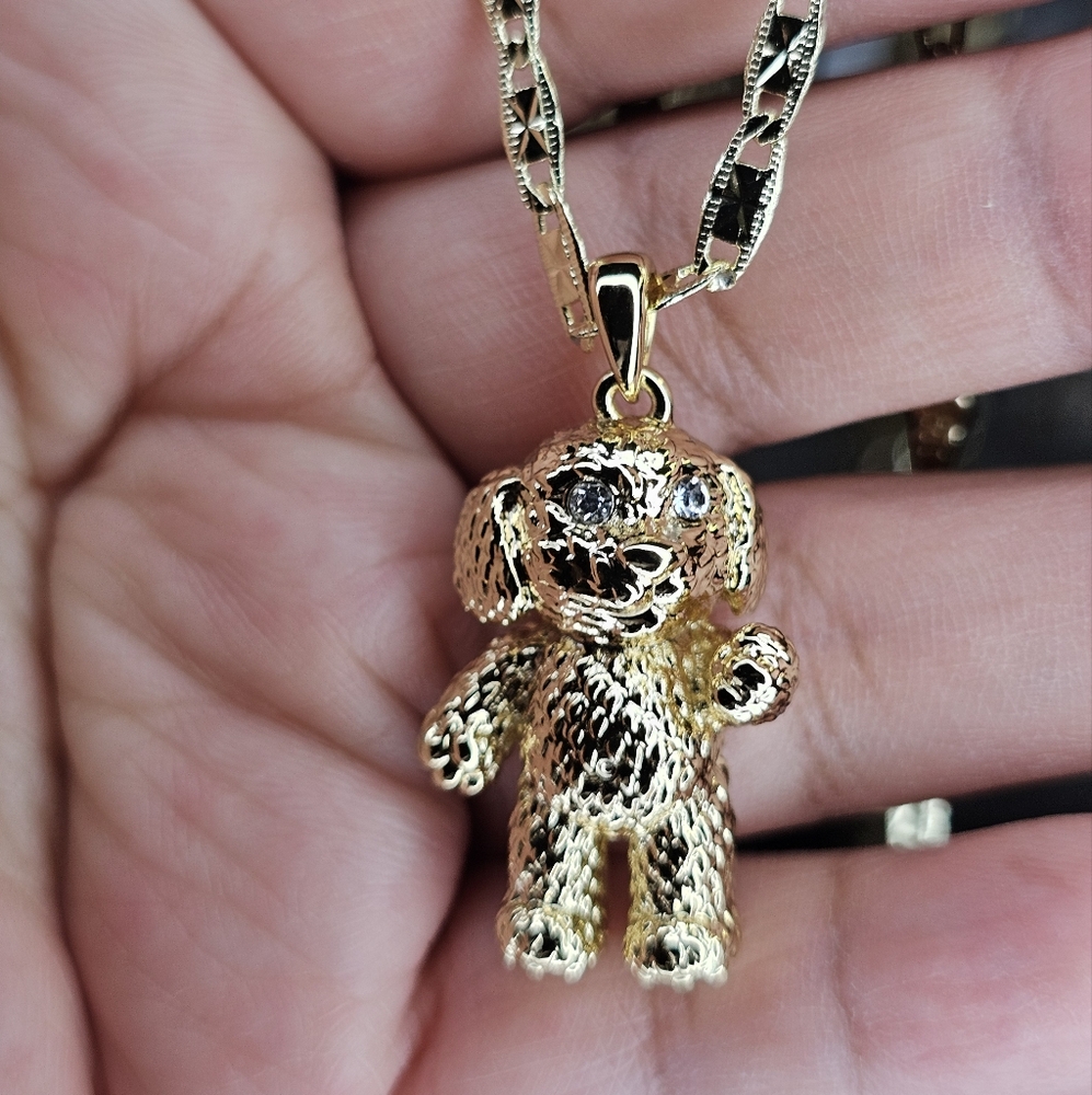 Gold Dog Pendant Necklace